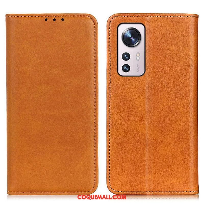 Flip Cover Xiaomi 12 Pro Cuir Fendu Élégance