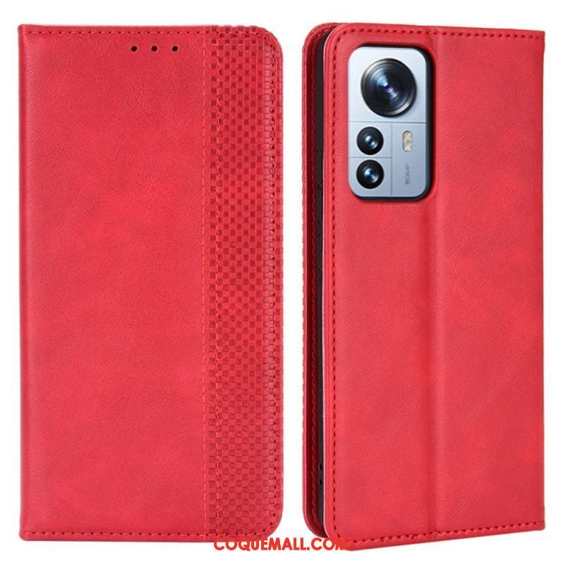 Flip Cover Xiaomi 12 Pro Effet Cuir Vintage Stylisé