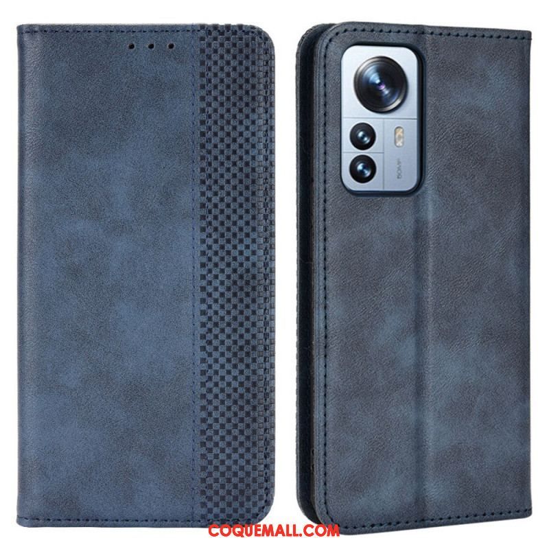 Flip Cover Xiaomi 12 Pro Effet Cuir Vintage Stylisé