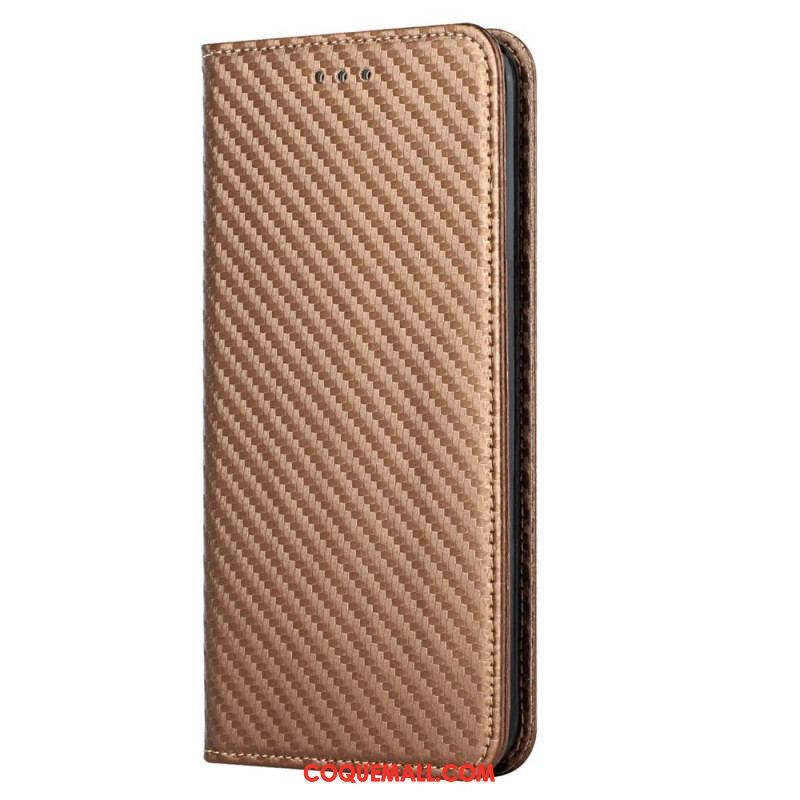 Flip Cover Xiaomi 12T / 12T Pro Fibre Carbone avec Lanière