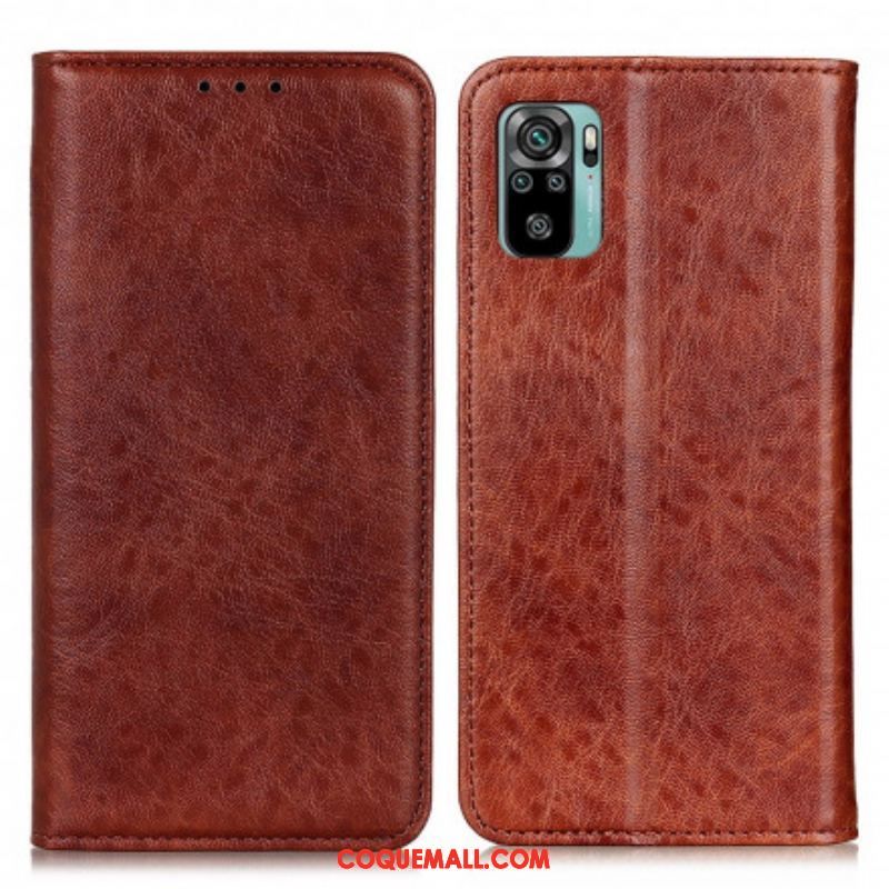 Flip Cover Xiaomi Redmi Note 10/10S/Poco M5s Effet Cuir Texturé