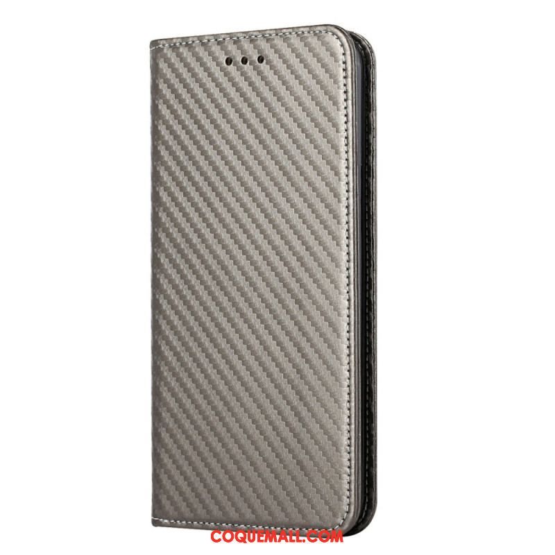 Flip Cover Xiaomi Redmi Note 10 Pro Fibre Carbone à Lanière