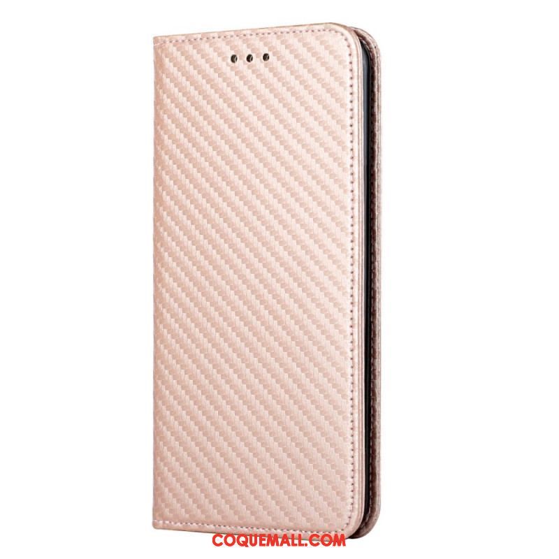 Flip Cover Xiaomi Redmi Note 10 Pro Fibre Carbone à Lanière