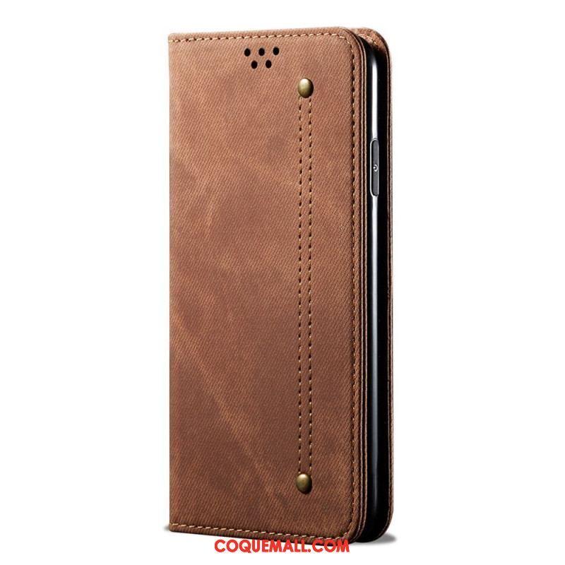 Flip Cover Xiaomi Redmi Note 12/Poco X5 5G Tissu Jeans