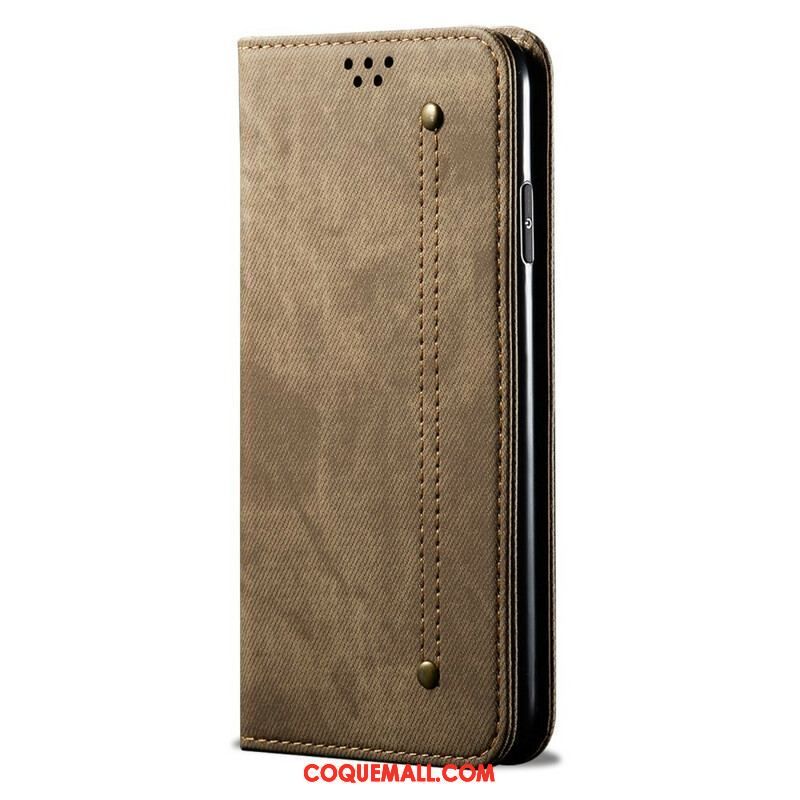 Flip Cover iPhone 13 Pro Max Simili Cuir Texture Jeans