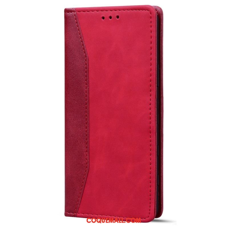 Flip Cover iPhone 14 Effet Cuir Business Bicolore