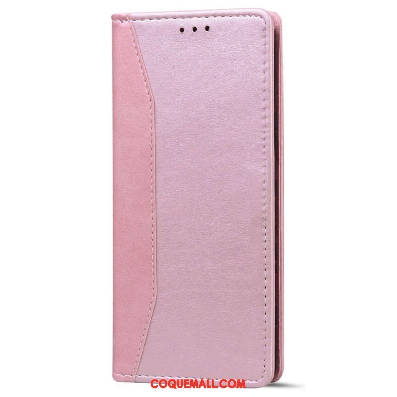 Flip Cover iPhone 14 Effet Cuir Business Bicolore