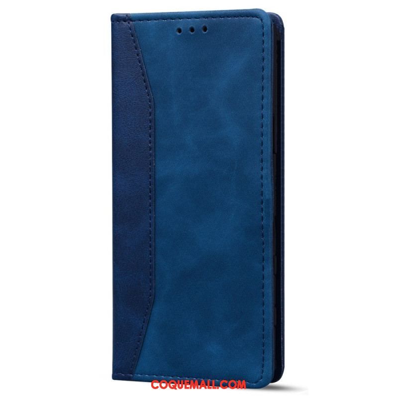 Flip Cover iPhone 14 Effet Cuir Business Bicolore