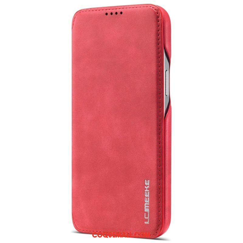 Flip Cover iPhone 14 LC.IMEEKE Effet Cuir