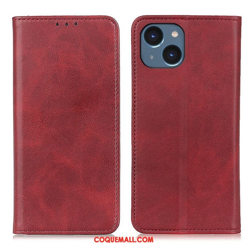 Flip Cover iPhone 14 Plus Cuir Fendu Mat