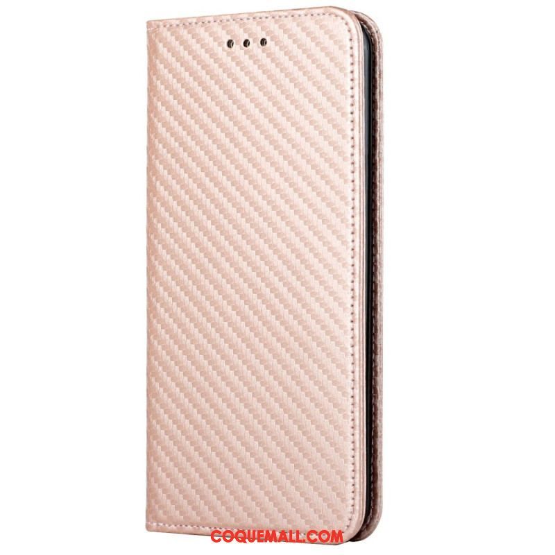 Flip Cover iPhone 14 Plus Fibre Carbone avec Lanière