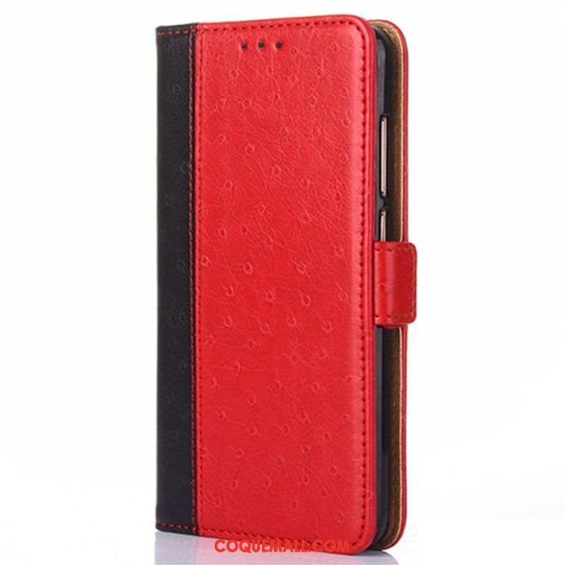 Flip Cover iPhone 14 Plus Style Cuir Autruche