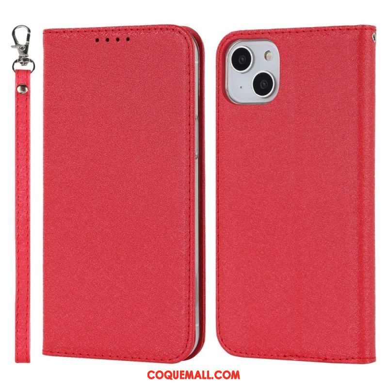 Flip Cover iPhone 14 Plus Style Cuir Douceur avec Lanière