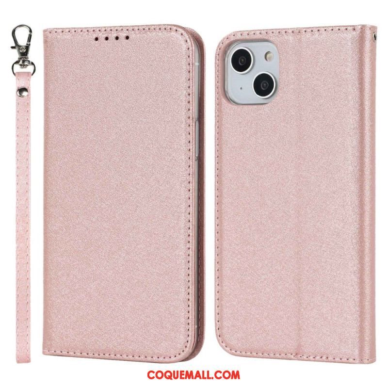 Flip Cover iPhone 14 Plus Style Cuir Douceur avec Lanière