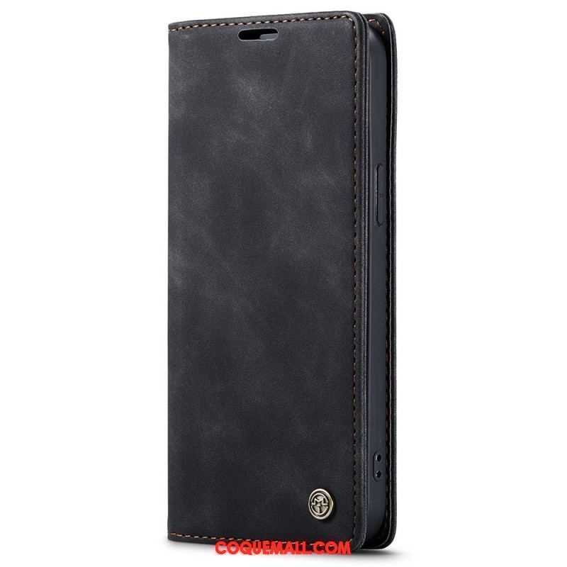 Flip Cover iPhone 15 Simili Cuir Vintage CASEME