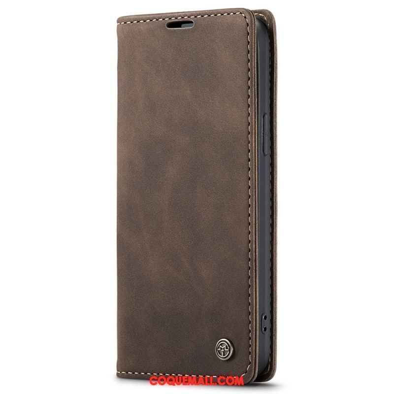 Flip Cover iPhone 15 Simili Cuir Vintage CASEME