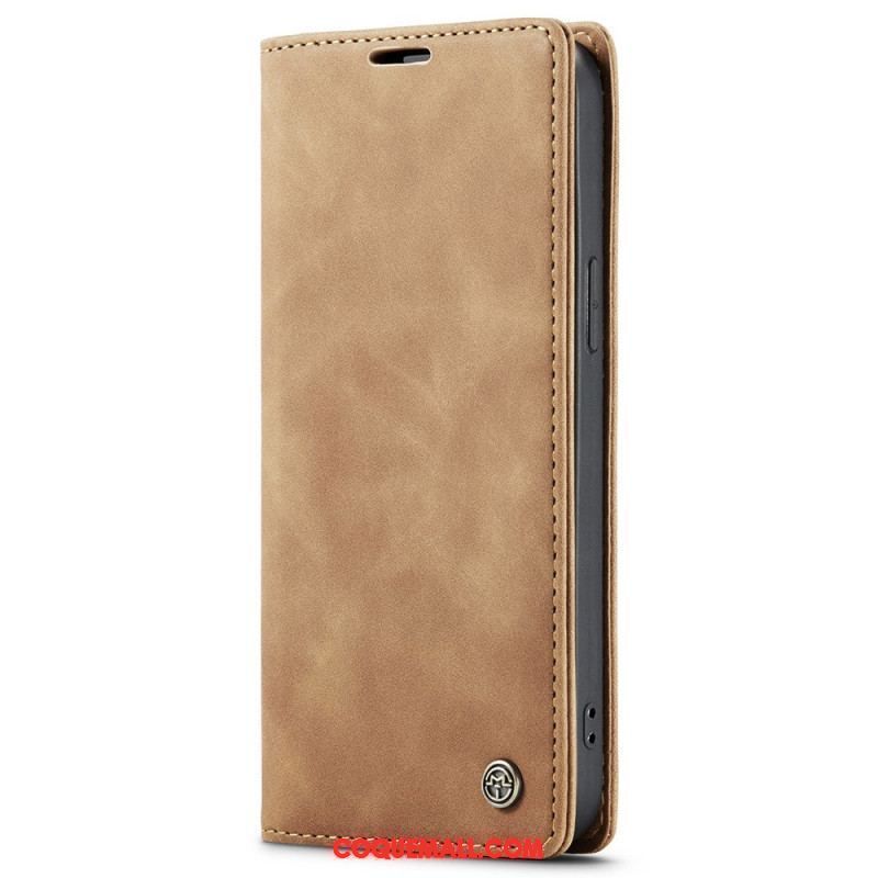 Flip Cover iPhone 15 Simili Cuir Vintage CASEME