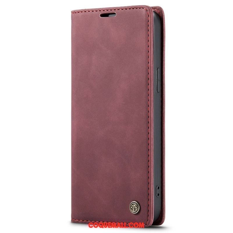 Flip Cover iPhone 15 Simili Cuir Vintage CASEME