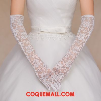 Gant Femme Blanc Mariage Dentelle, Gant Rouge Court Paragraphe