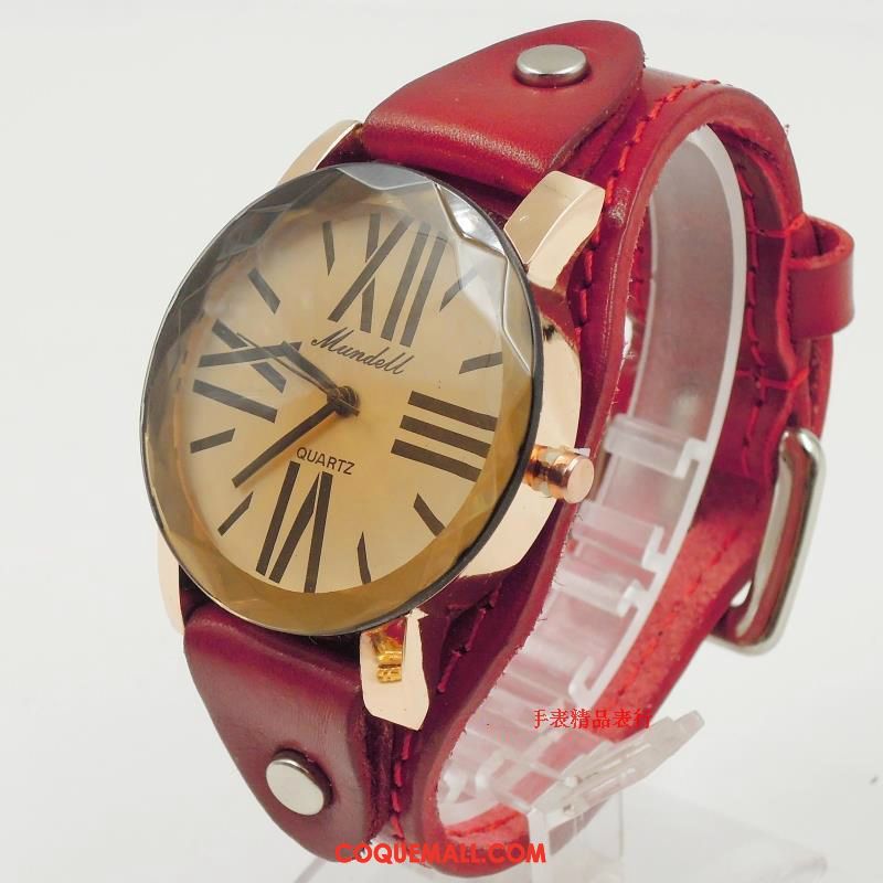 Gant Femme Cuir Véritable Étudiant Carré, Gant Montre À Bracelet Rétro