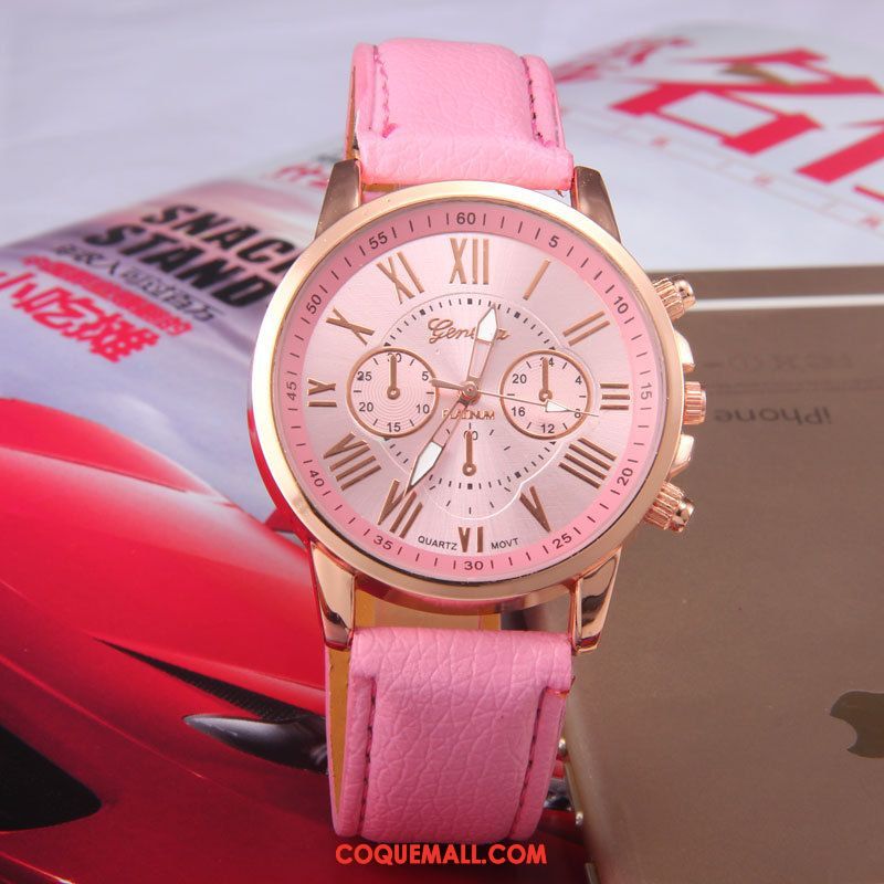 Gant Femme Dimensionnel Mode Rose, Gant Montre À Quartz Montre À Bracelet Gold