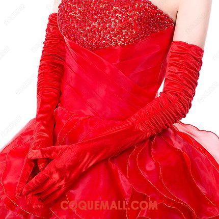 Gant Femme Marier Rouge Longue Section, Gant Accessoires Robe