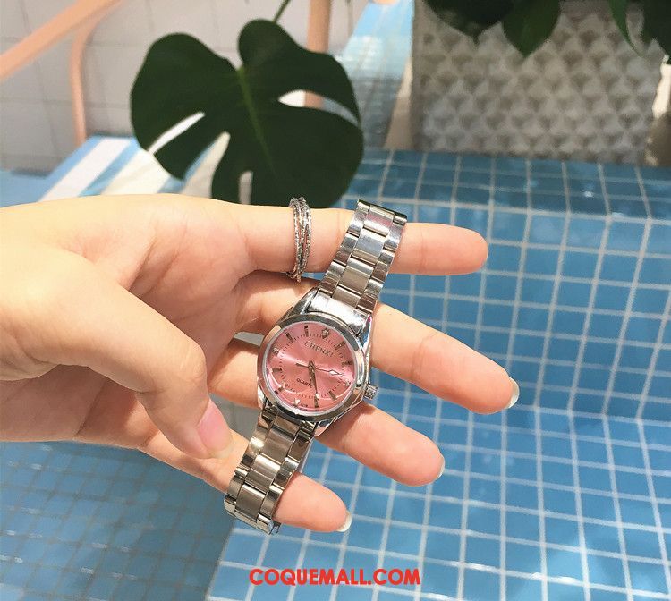 Gant Femme Rose Montre À Quartz Tempérament, Gant Rond Étanche