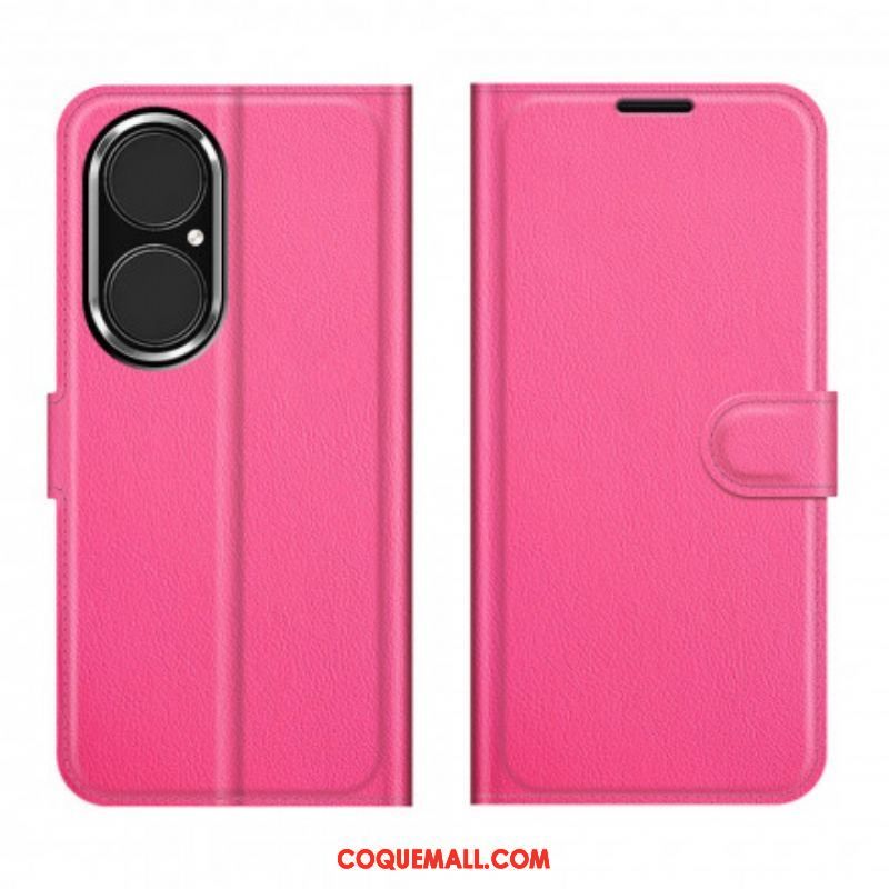 Housse Huawei P50 Style Cuir Litchi Classique