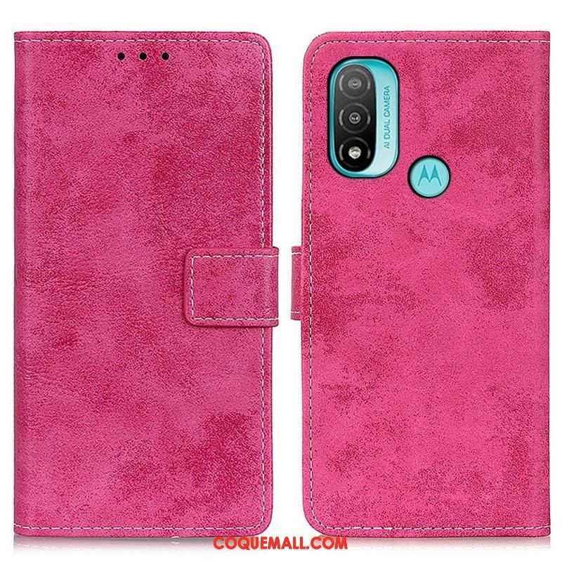 Housse Moto E40 / E30 / E20 Effet Cuir Vintage