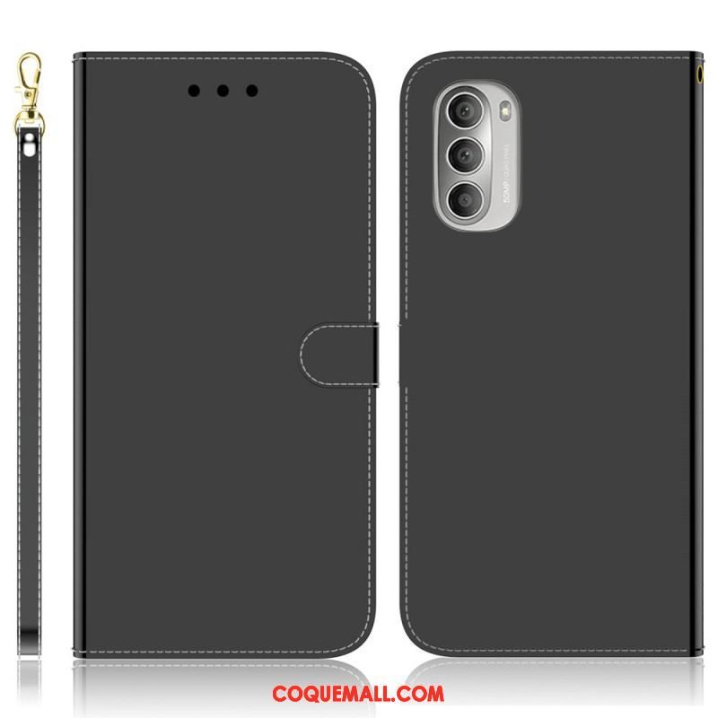 Housse Moto G51 5G Simili Cuir Couverture Miroir