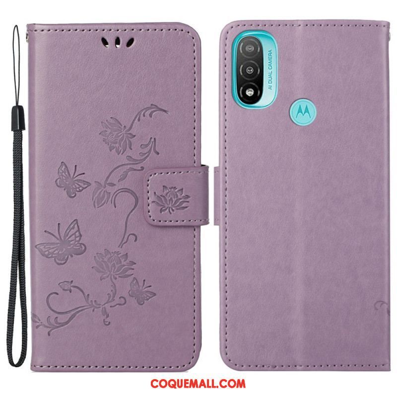 Housse Moto G71 5G Papillons et Fleurs D'Asie