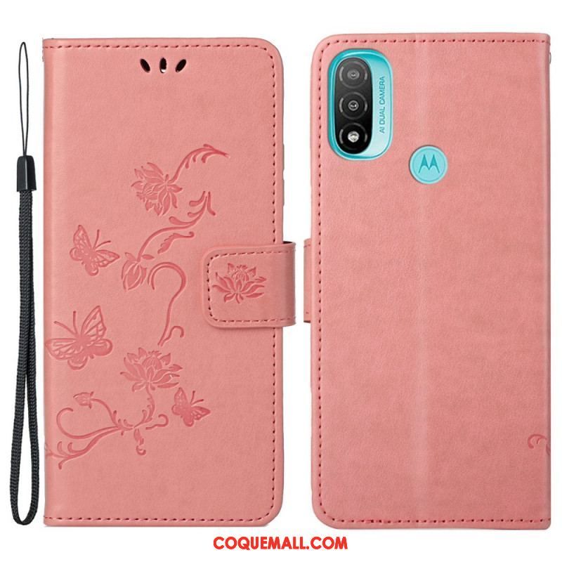 Housse Moto G71 5G Papillons et Fleurs D'Asie