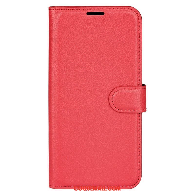 Housse Moto G73 5G Classique Effet Cuir Litchi