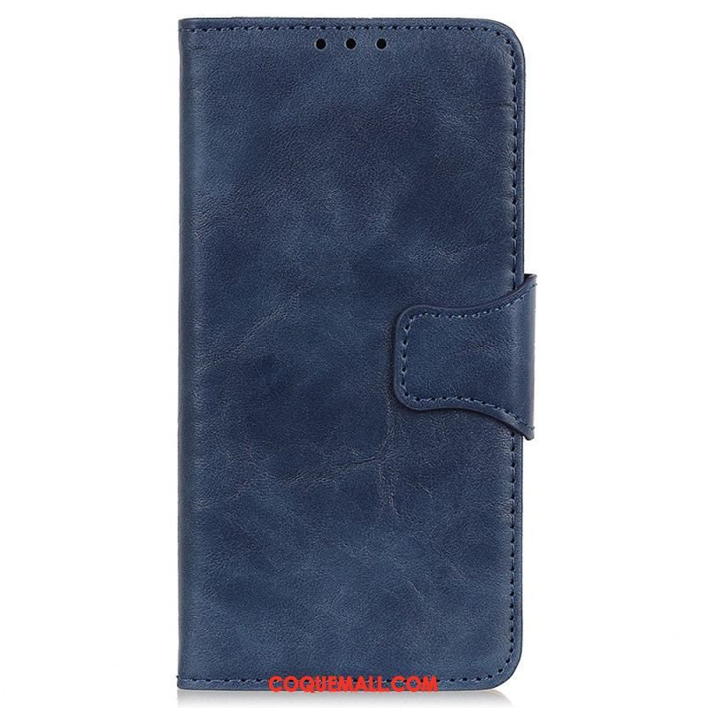 Housse Moto G73 5G Cuir Fendu Fermoir Réversible
