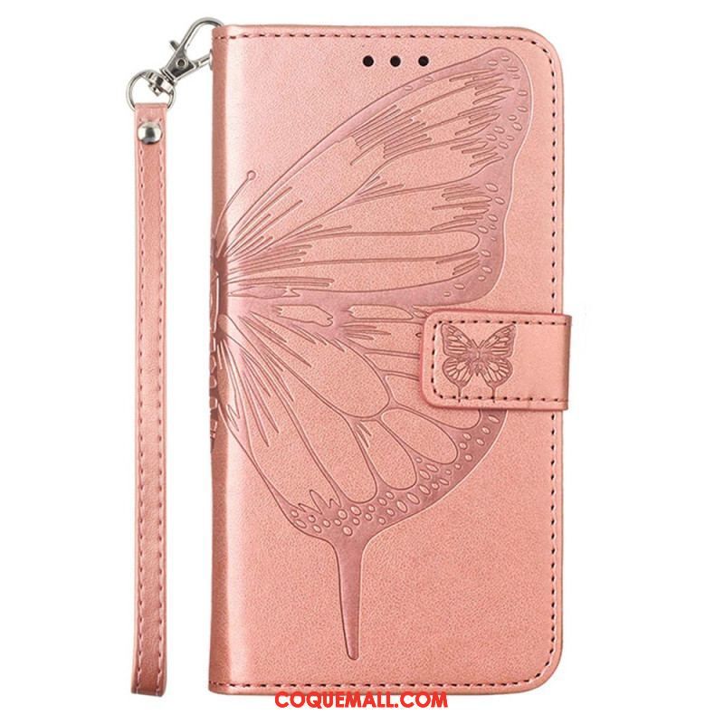 Housse Moto G73 5G Papillon Floral à Lanière