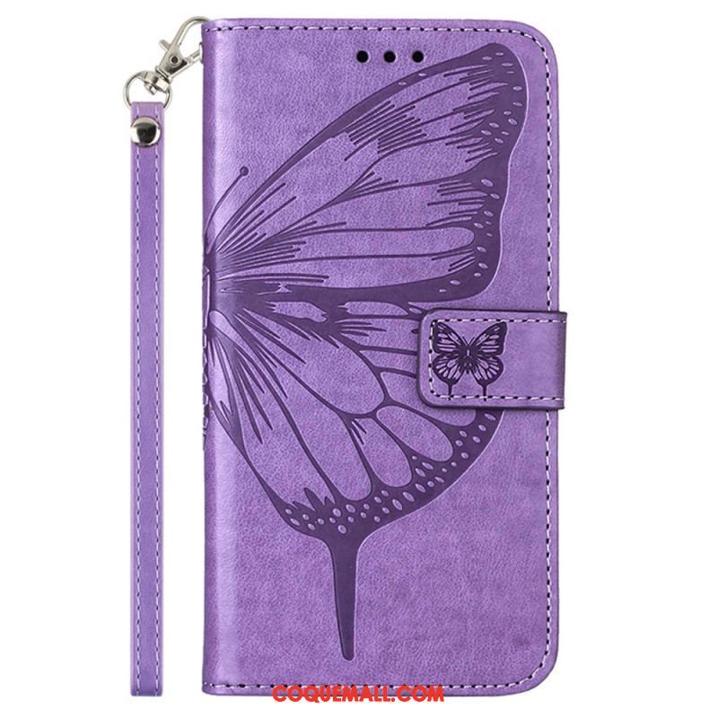 Housse Moto G73 5G Papillon Floral à Lanière