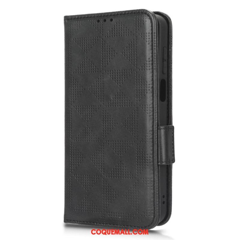 Housse Moto G73 5G Triangles Imprimés avec Lanière