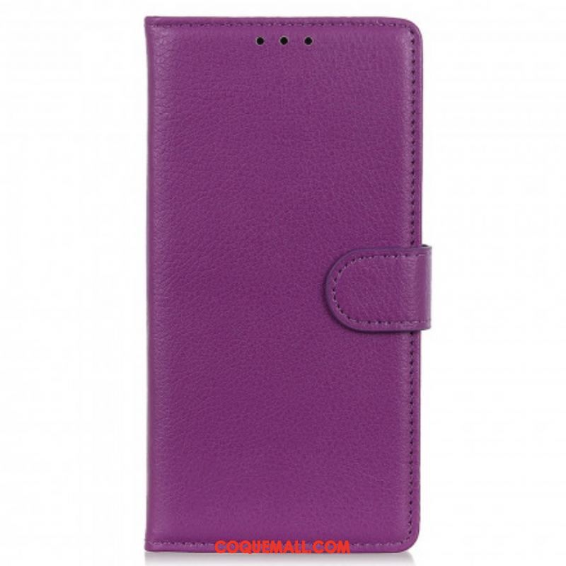 Housse Motorola Edge 20 Pro Simili Cuir Litchi Traditionnel