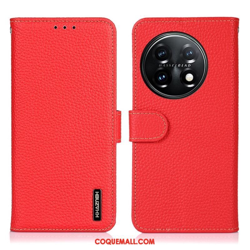 Housse OnePlus 11 5G Cuir Véritable Litchi KHAZNEH