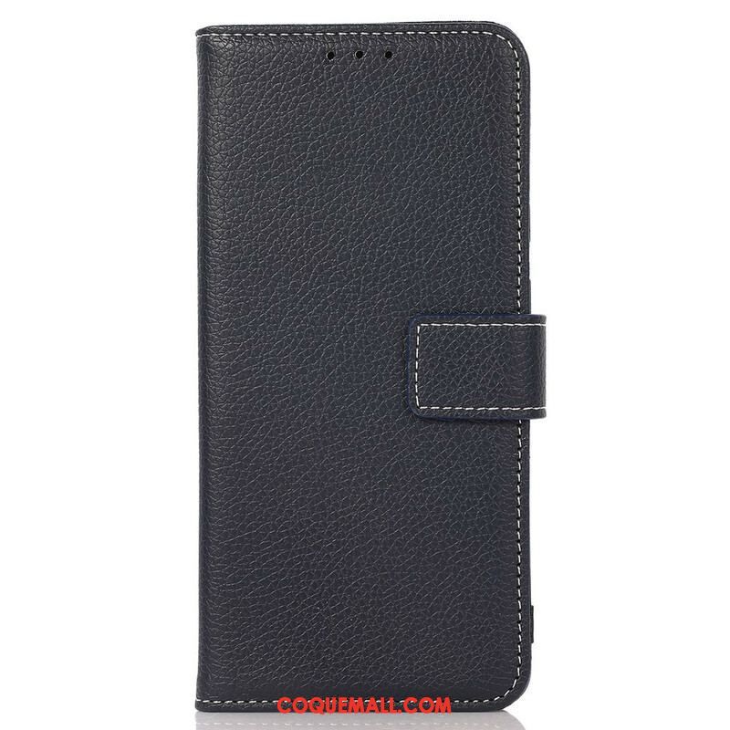 Housse OnePlus Nord 2 5G Cuir Litchi avec Coutures