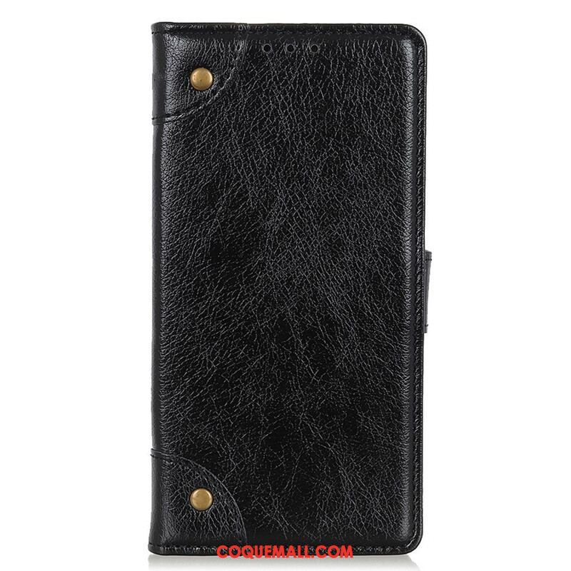 Housse OnePlus Nord 2 5G Style Cuir Nappa Rivets Vintage