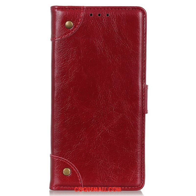 Housse OnePlus Nord 2 5G Style Cuir Nappa Rivets Vintage