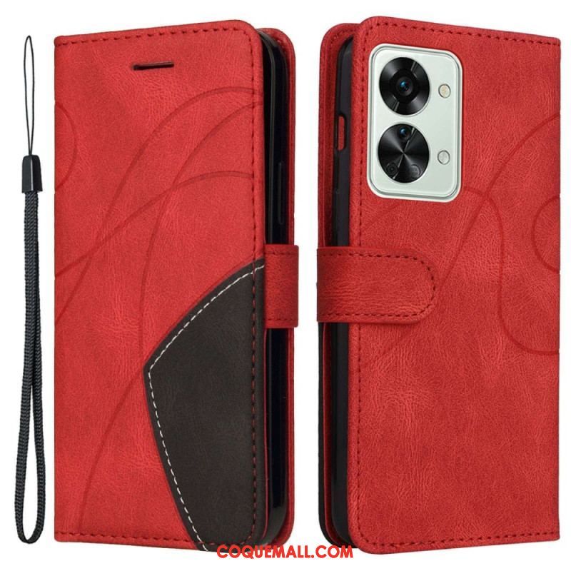 Housse OnePlus Nord 2T 5G Bicolore KT Leather Series avec Porte-Cartes à  Lanière