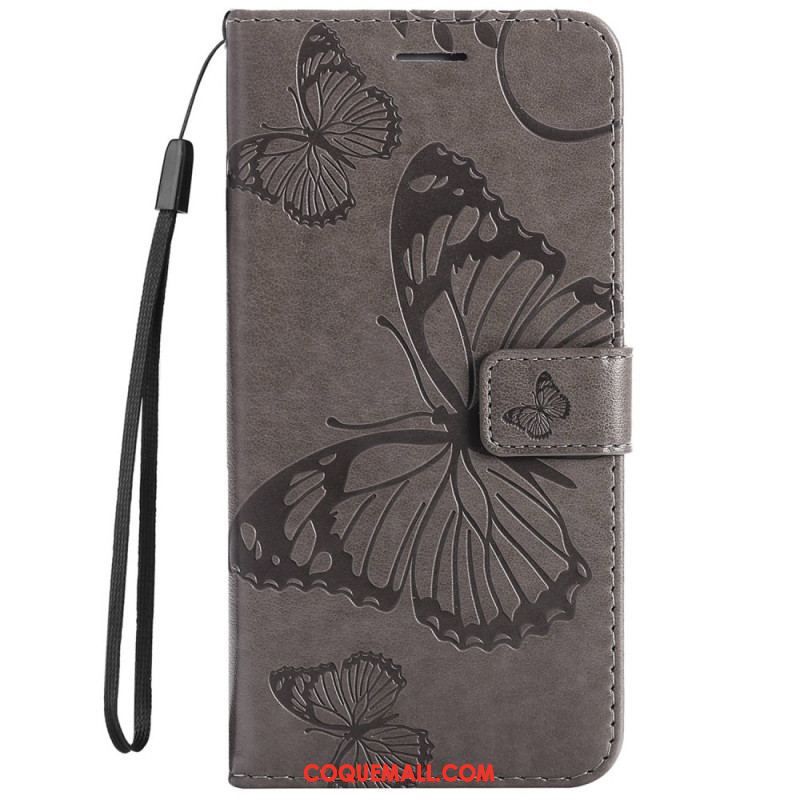 Housse OnePlus Nord 2T 5G Papillons avec Porte-cartes à Lanière
