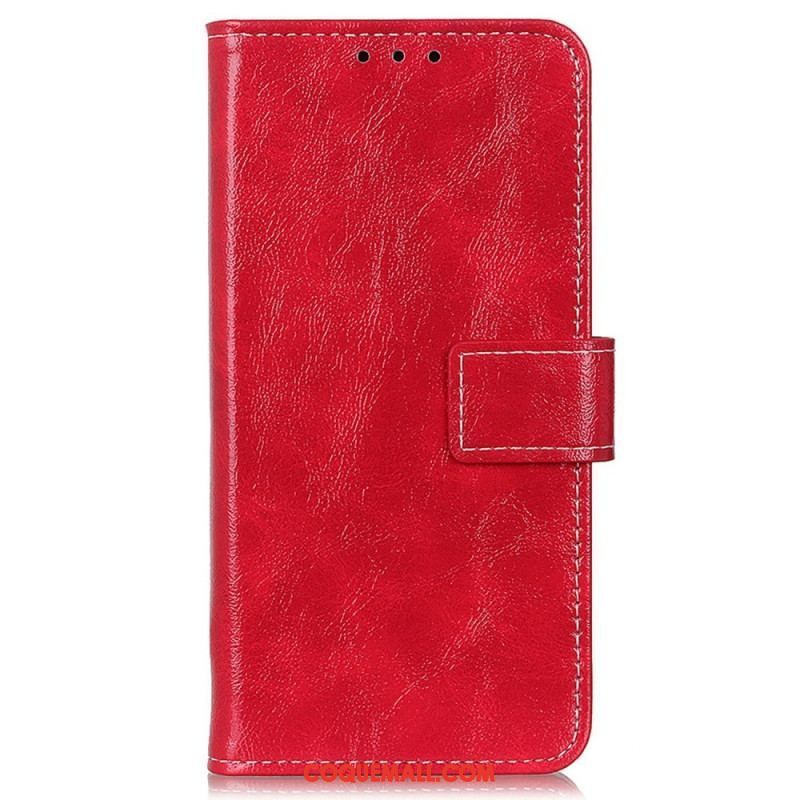 Housse OnePlus Nord 2T 5G Simili Cuir Verni et Coutures