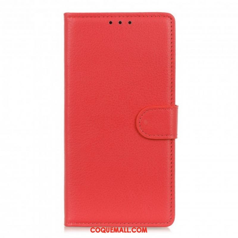 Housse Oppo A15 Simili Cuir Litchi