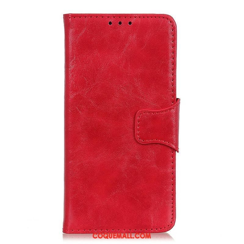 Housse Oppo A16 / A16s Cuir Fendu Fermoir Réversible