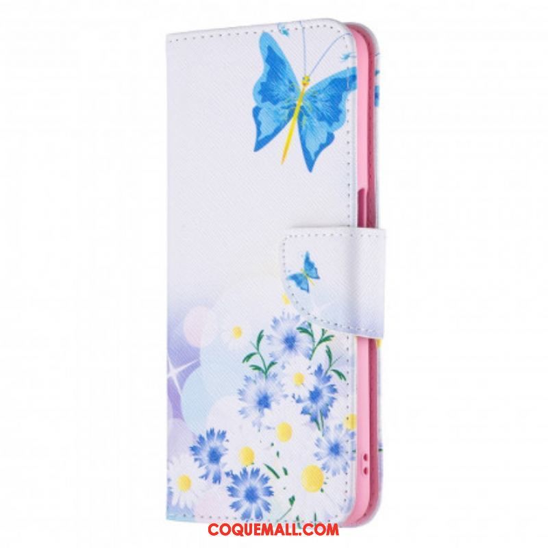 Housse Oppo A54 5G / A74 5G Papillons et Fleurs Peints