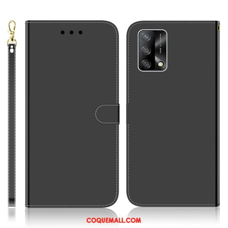 Housse Oppo A74 4G Simili Cuir Couverture Miroir