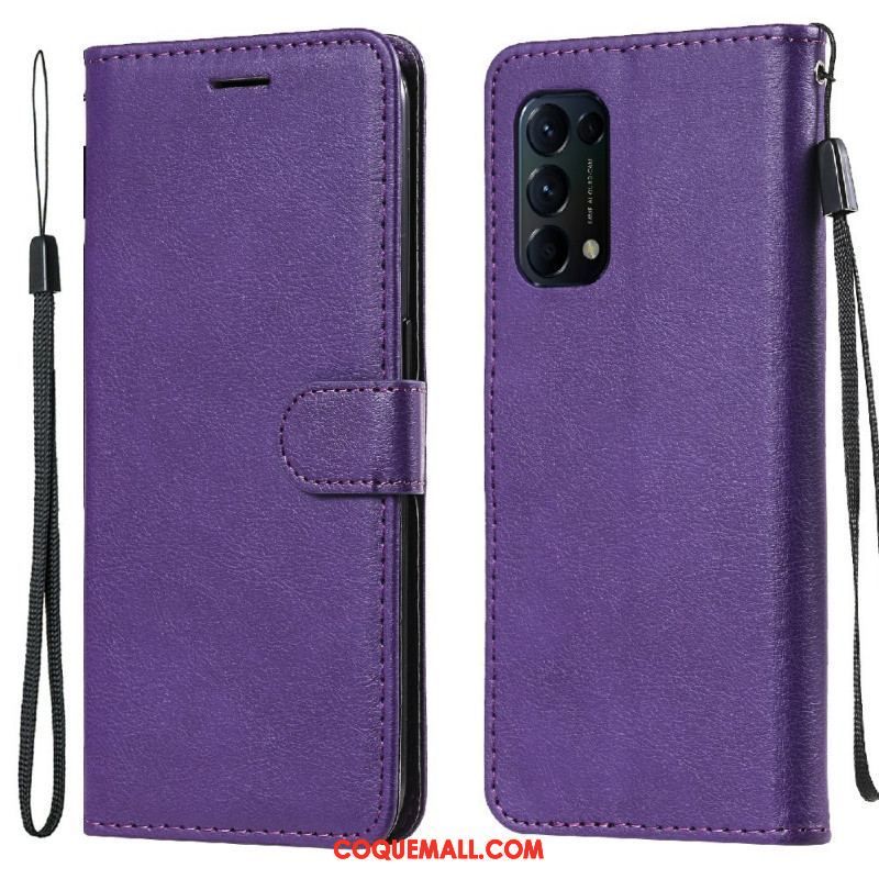 Housse Oppo Find X3 Lite Effet Cuir à Lanière